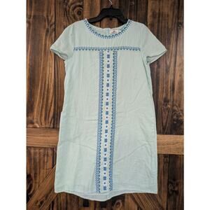 Vineyard Vines Girls Sz 16 Blue Cotton Embroidered Shift Dress Pockets GUC